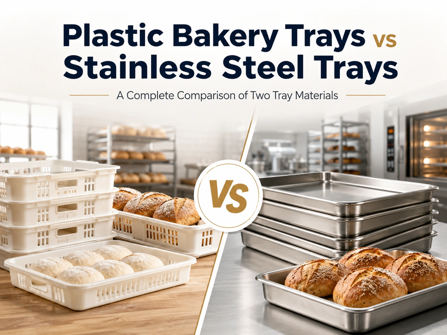 Awọn Trays Bakery Plastic vs Stainless Steel Trays Afiwe pipe ti Awọn ohun elo Atẹ meji